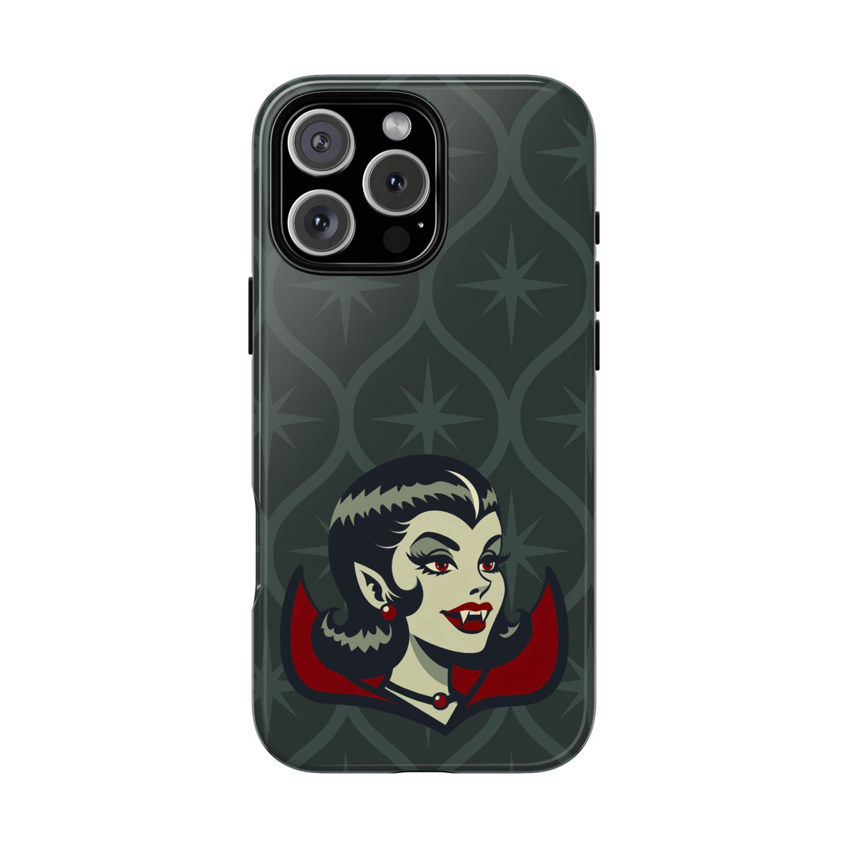Vampire Dracula Girl Halloween Goth Horror Buff MCM Green Tough Phone Case - Mid Century Modern Gal