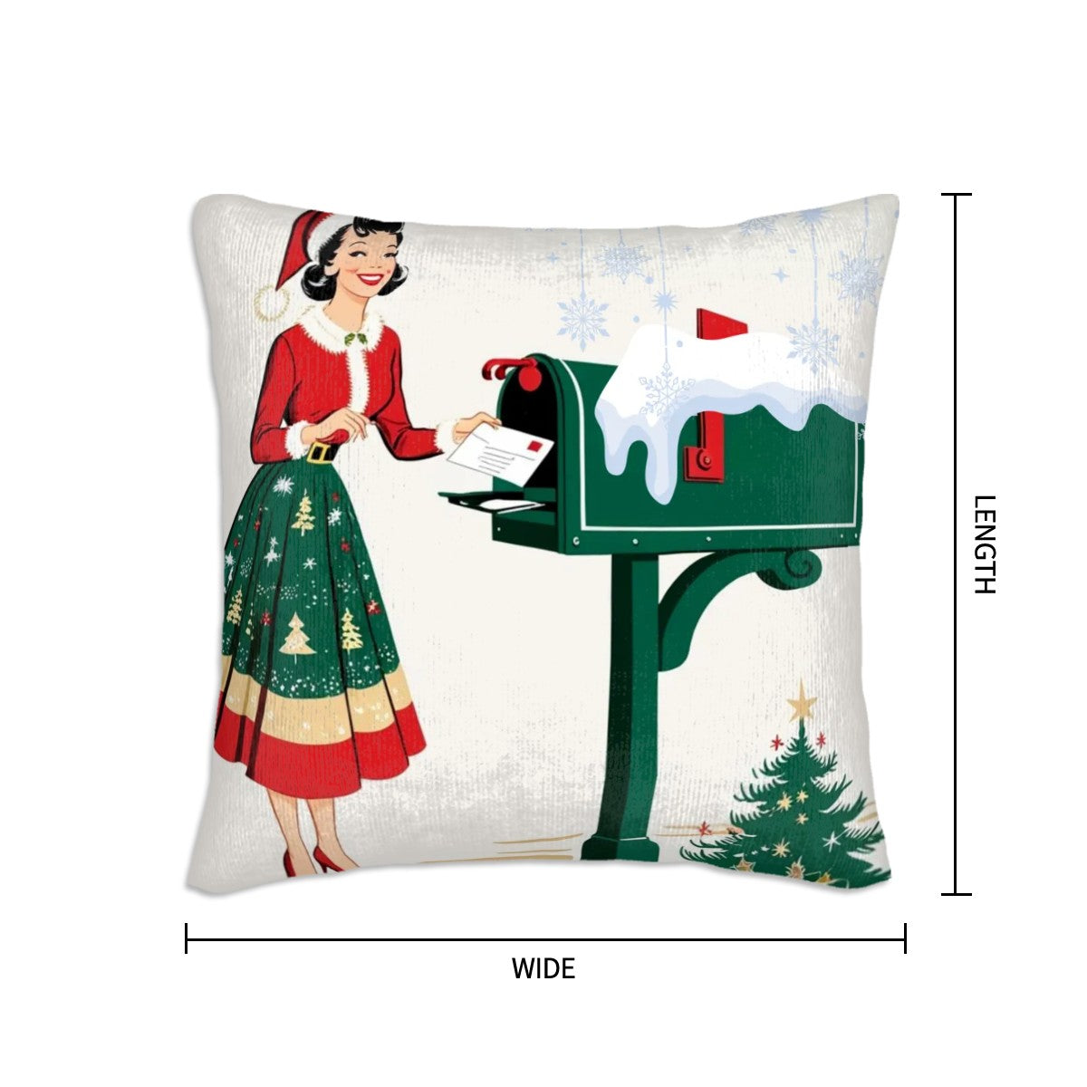 Mid Century Modern Christmas Kitschy Retro Gal, Holiday Pillow Cover - Mid Century Modern Gal