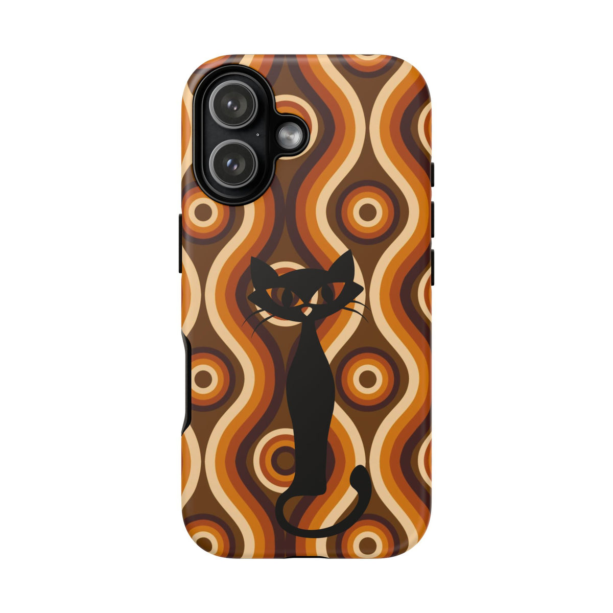 Retro Phone Case, Groovy Brown, Atomic Kitsch Cat Tough Smart Phone Cases