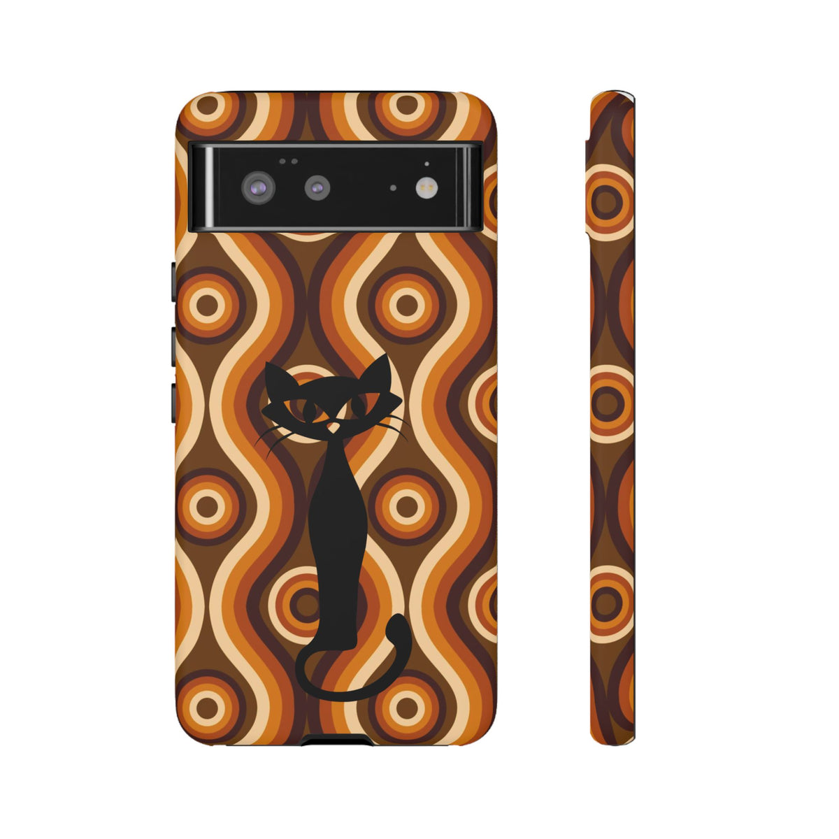Retro Phone Case, Groovy Brown, Atomic Kitsch Cat Tough Smart Phone Cases