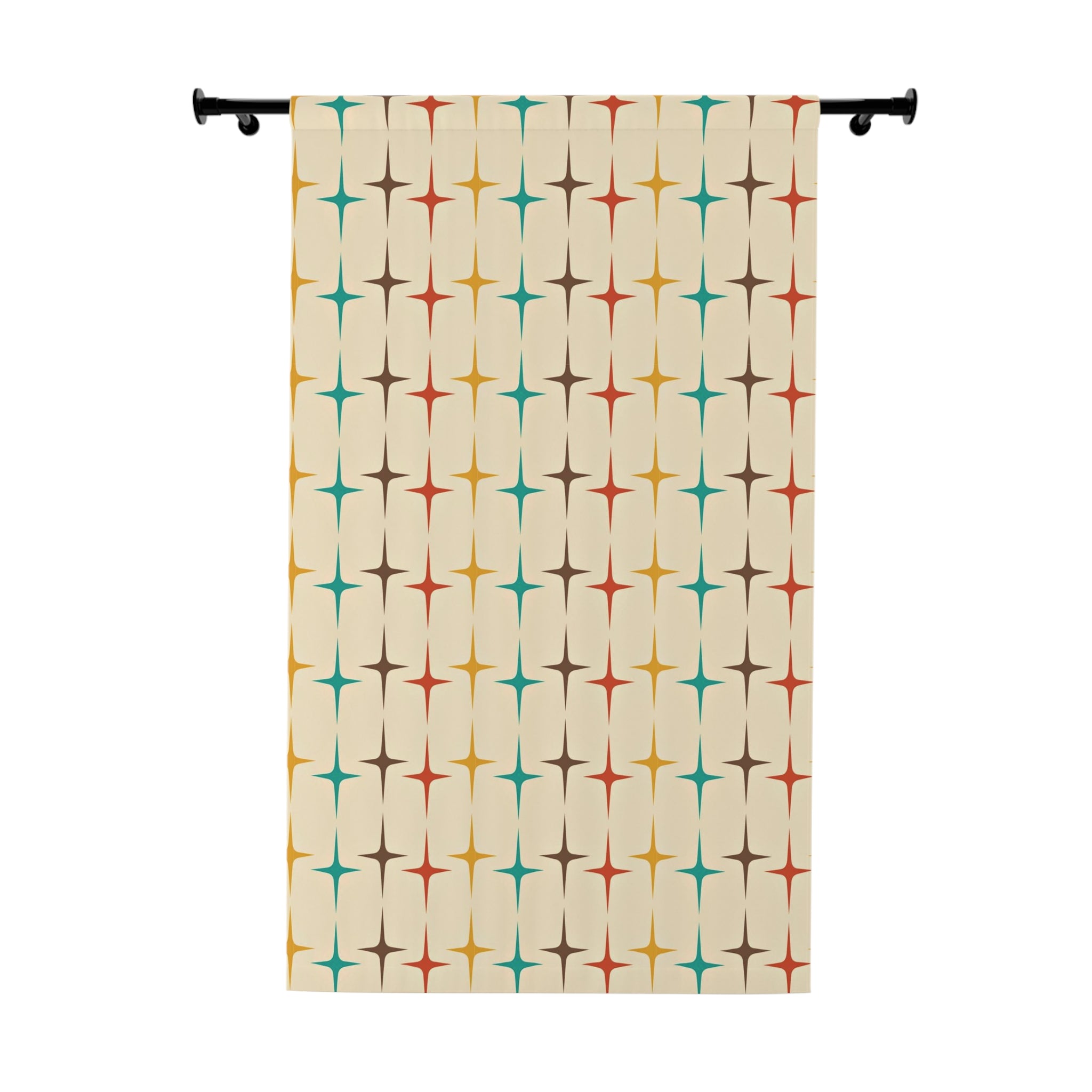 Mid Century Modern Starburst, Beige Aqua, Mustard Yellow, Burnt Orange MCM, Mid Mod Curtain - Mid Century Modern Gal