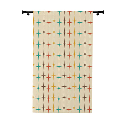 Mid Century Modern Starburst, Beige Aqua, Mustard Yellow, Burnt Orange MCM, Mid Mod Curtain - Mid Century Modern Gal