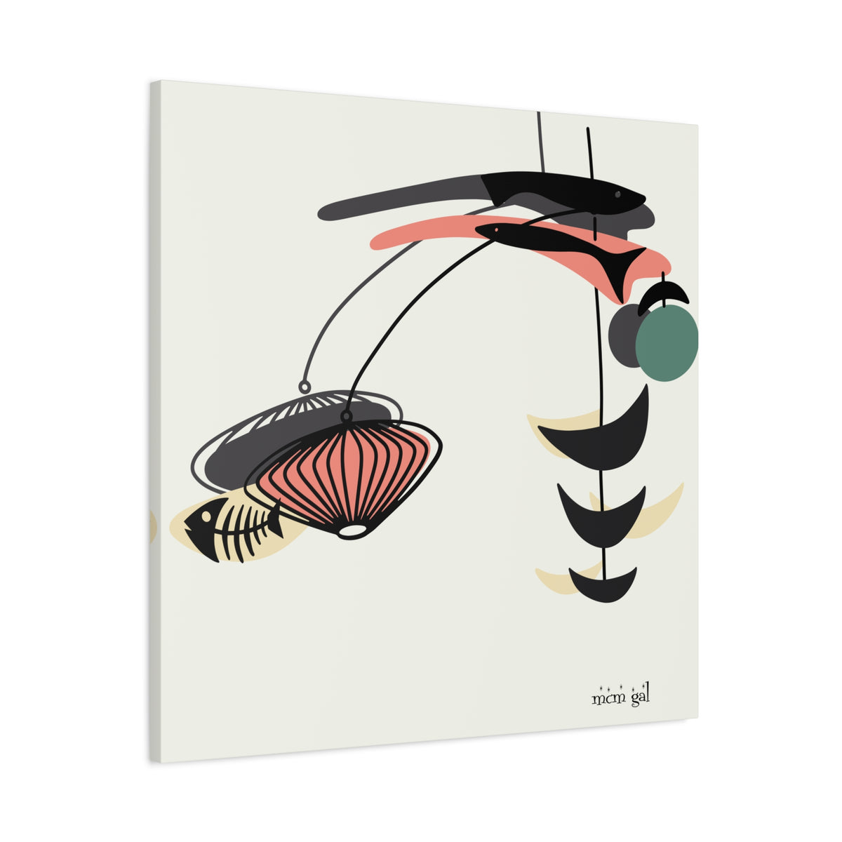 Mid Century Modern Fish Art, Modern Abstract Wall Art Canvas - Mid Century Modern Gal