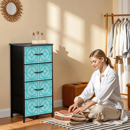 Mid Century Modern Blue Breeze Block Designed Mod 4-Drawer Dresser - Mid Century Modern Gal