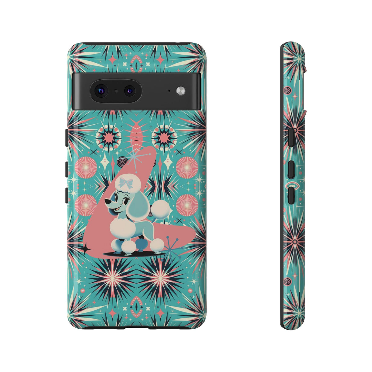 1950s Mid Century Modern Atomic Pink, Poodle Retro Smart Phone Tough Cases - Mid Century Modern Gal