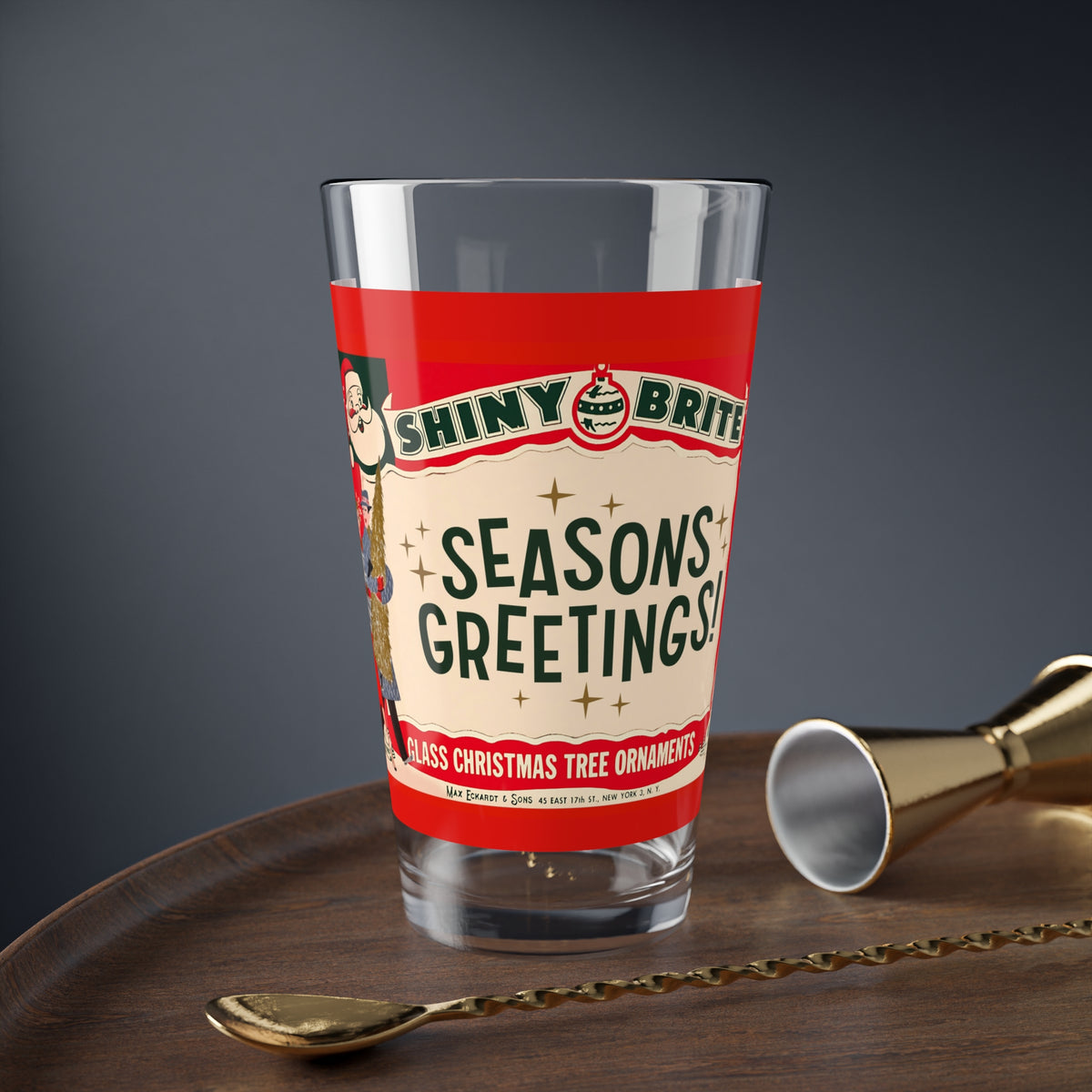 Mid Century Modern 50s Glassware, Shiny Brite Holiday Glassware Kitschy Christmas Retro Mocktail, Cocktail MCM Barware - Mid Century Modern Gal