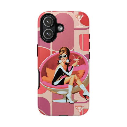 Mid Mod 60s Mod Gal, Kick Back Enjoy, Retro Chic Phone Case with Cocktail Design