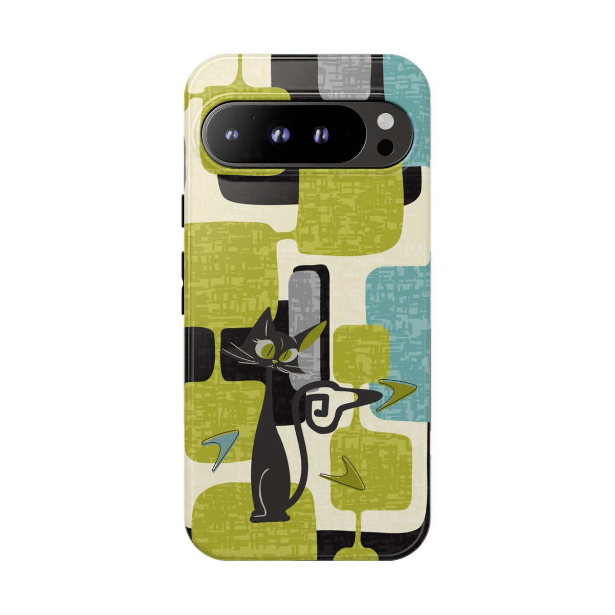 Mid Century Modern Geometric Kitschy Cat, Boomerang Retro Smart Phone Tough Cases
