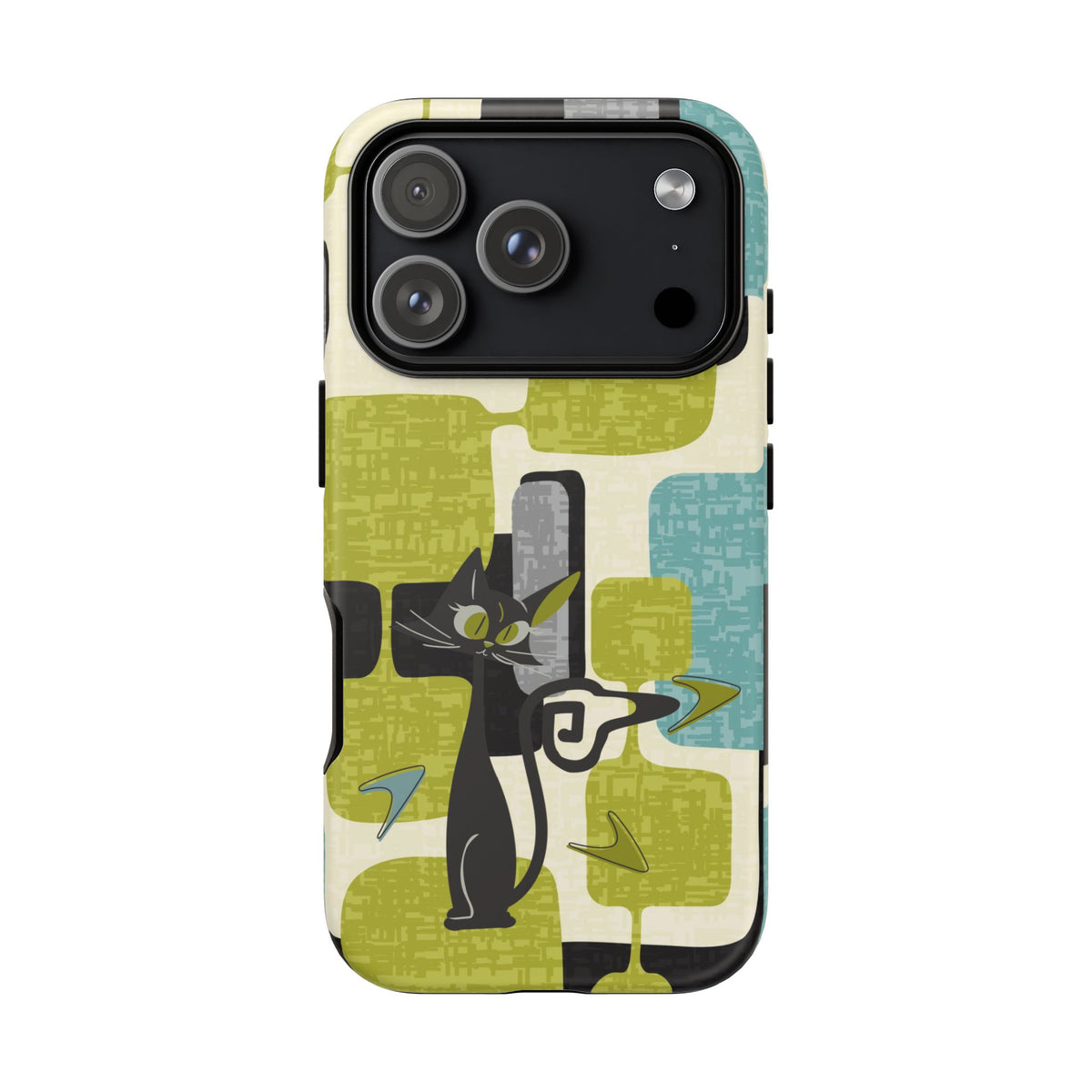 Mid Century Modern Geometric Kitschy Cat, Boomerang Retro Smart Phone Tough Cases