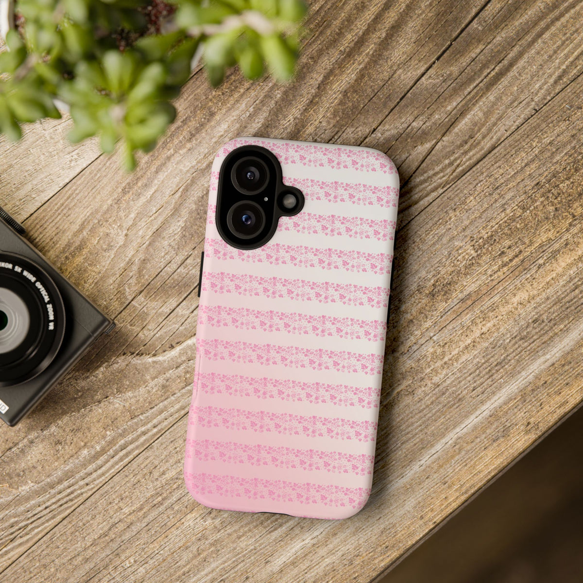 Pink Pyrex Gooseberry Striped Phone Case, Stylish Phone Cover, Tough Protective Case, Cute Cell Phone Case, Trending Gift for Her
