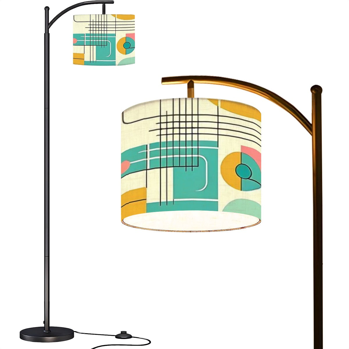 Mid Century Modern Bauhaus Designed Mod Floor Lamp, Green, Pink Yellow - Mid Century Modern Gal