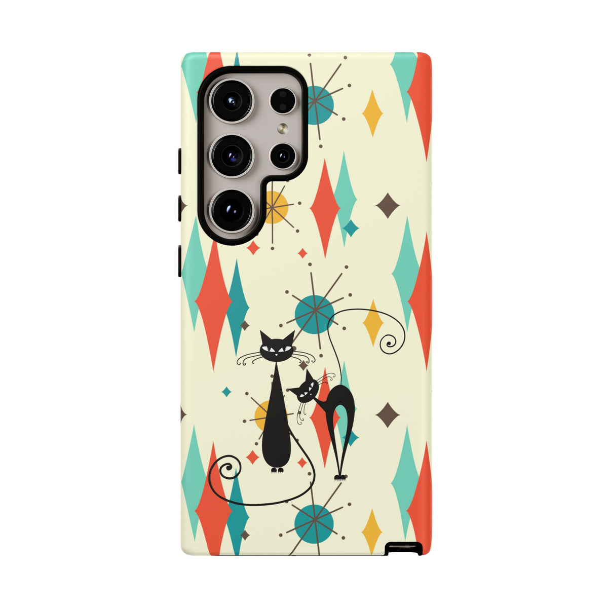 Atomic Kitty Cat, Mid Mod Franciscan Pattern, Kitsch Tough Phone Cases