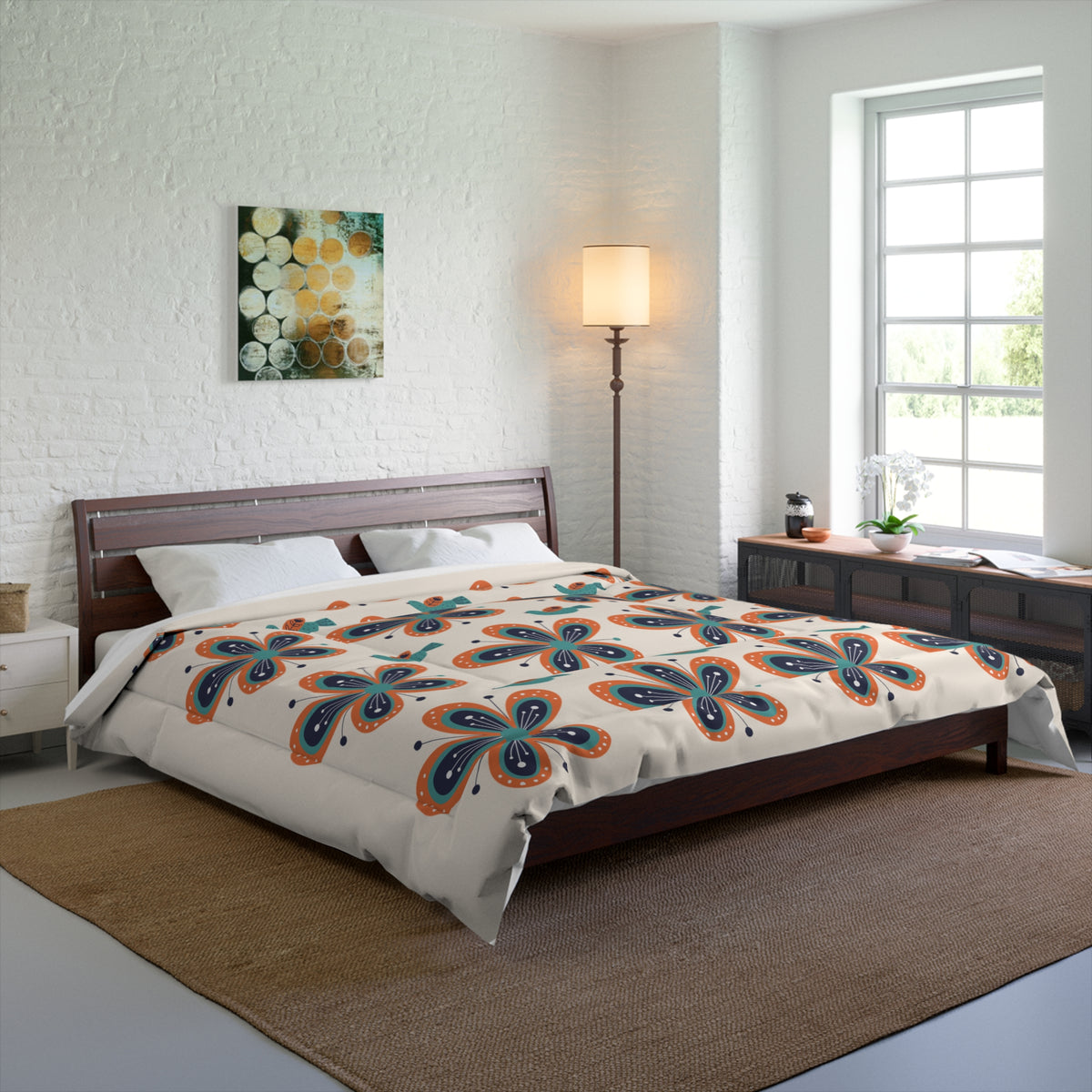 Scandinavian Floral Birds Modern Danish Pattern Comforter - Cozy Home Bedding for Relaxed Vibes - Mid Century Modern Gal