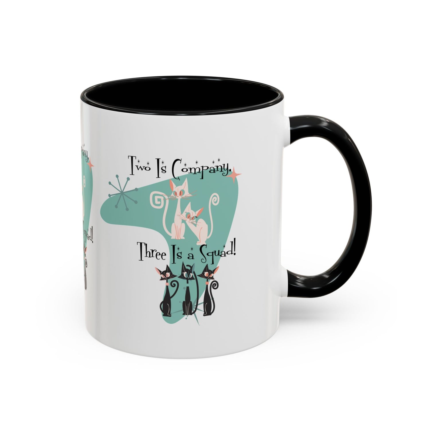 Atomic Cat Mug, Kitschy Cute Co-Worker, Best Mid Mod Charming Cat Coffee Mug - Mid Century Modern Gal