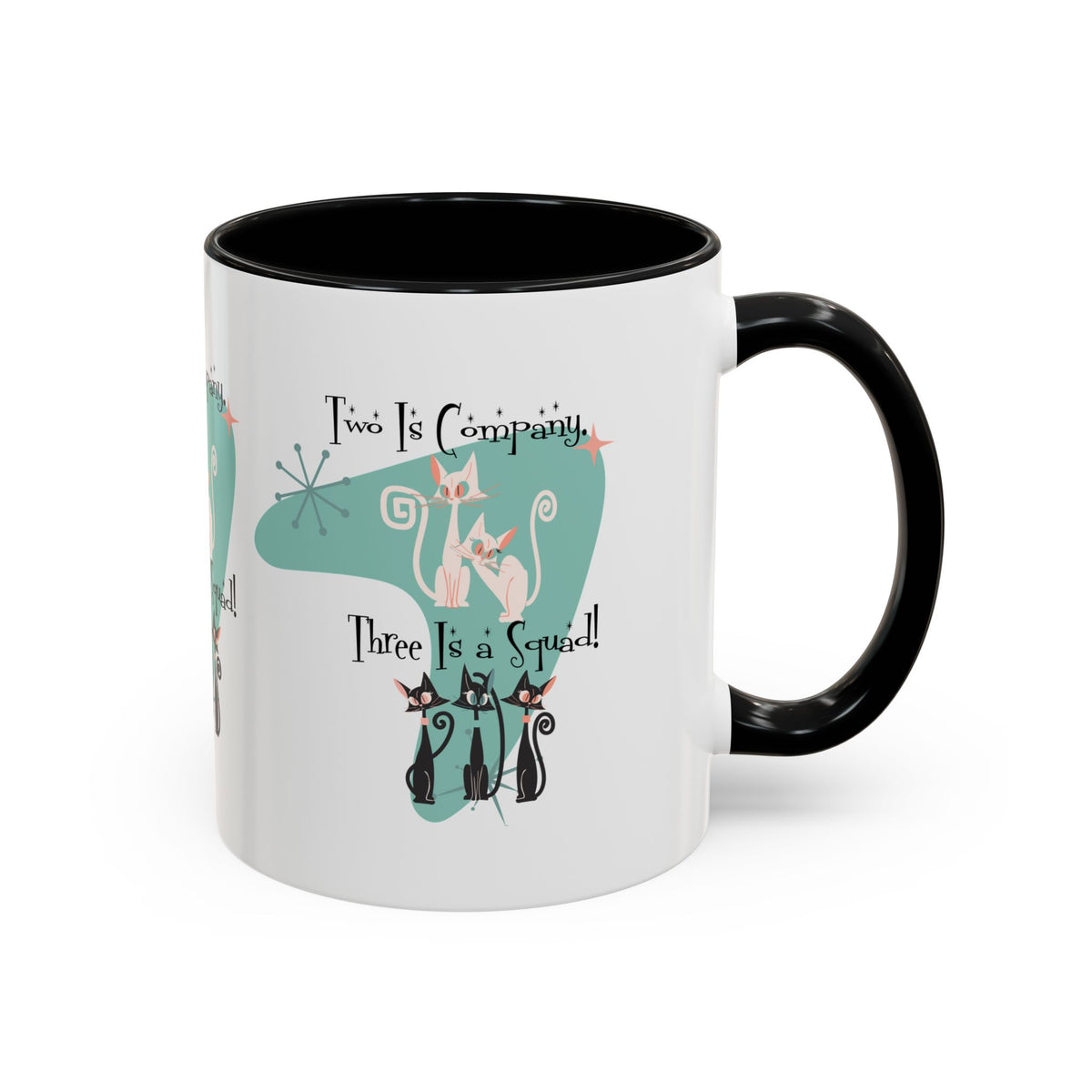 Atomic Cat Mug, Kitschy Cute Co-Worker, Best Mid Mod Charming Cat Coffee Mug - Mid Century Modern Gal
