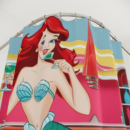 Retro Mermaid Shower Curtain - Fun Mid Mod Nautical Decor for Beach Lovers - Mid Century Modern Gal