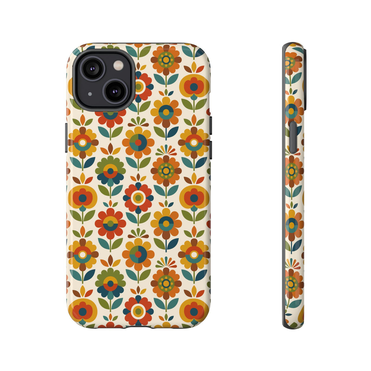 Mid Century Modern Scandinavian Floral Earth Tones Tough Phone Case