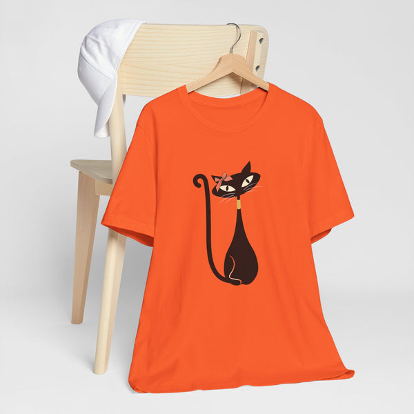 Atomic Cat Mid Century Modern Retro Trendy Hip Unisex Jersey Short Sleeve Tee