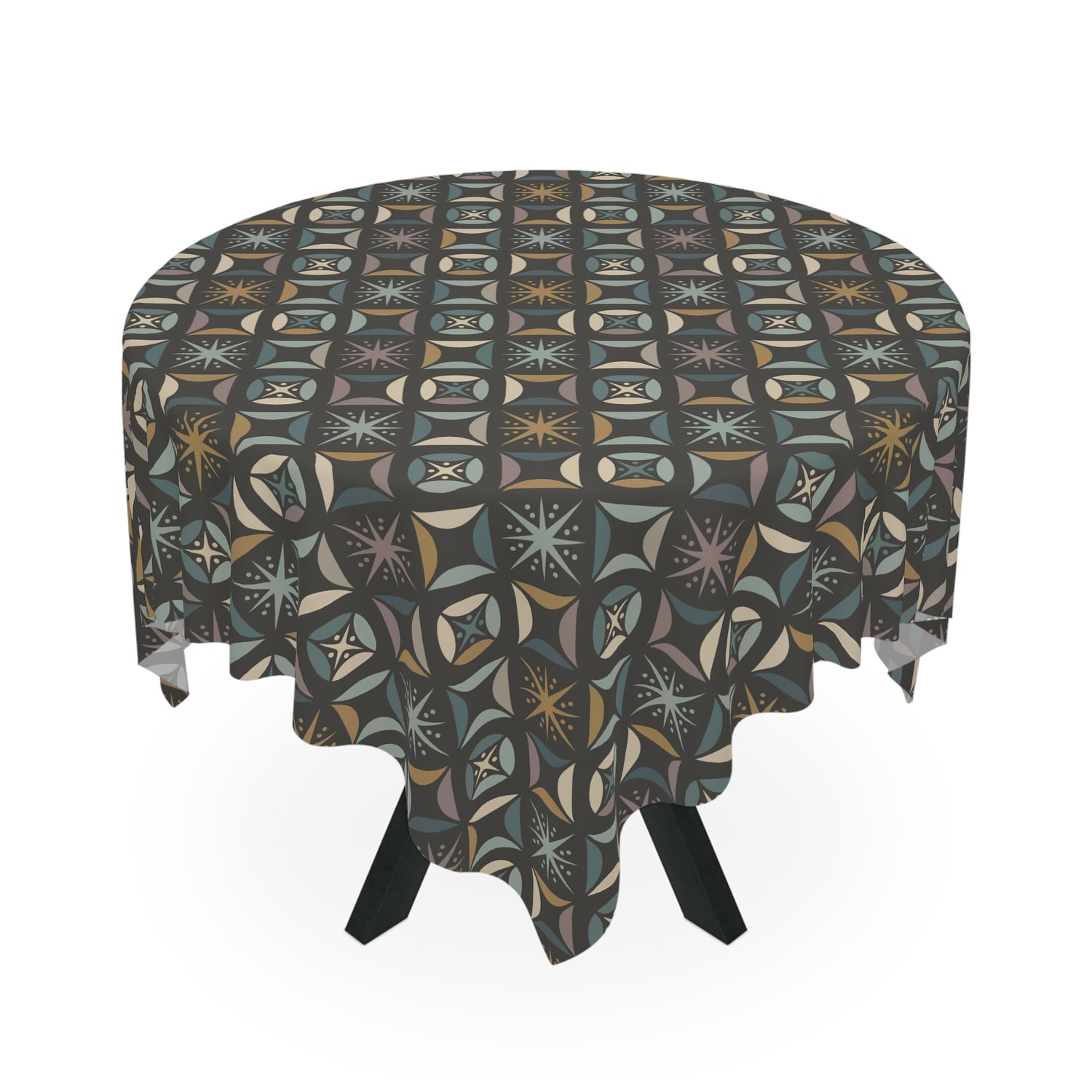 Mid Century Modern Elegant Gray Geometric Starburst Tablecloth - Mid Century Modern Gal