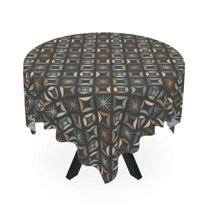 Mid Century Modern Elegant Gray Geometric Starburst Tablecloth - Mid Century Modern Gal