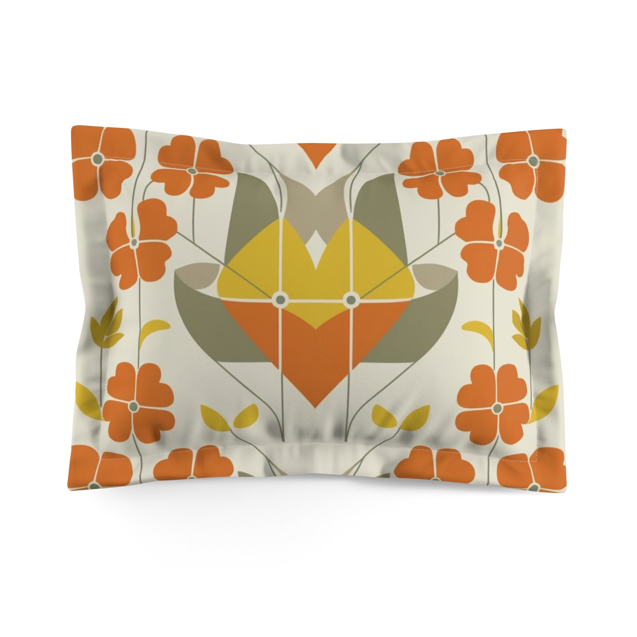 Mid Century Modern Danish Nordic Scandinavian Floral Microfiber Pillow Sham - Mid Century Modern Gal