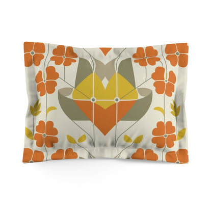 Mid Century Modern Danish Nordic Scandinavian Floral Microfiber Pillow Sham - Mid Century Modern Gal