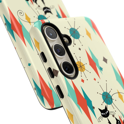 Atomic Kitty Cat, Mid Mod Franciscan Pattern, Kitsch Tough Phone Cases
