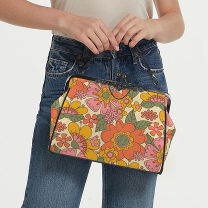 Groovy 60s Floral Kisslock Crossbody Purse - Mid Century Modern Gal