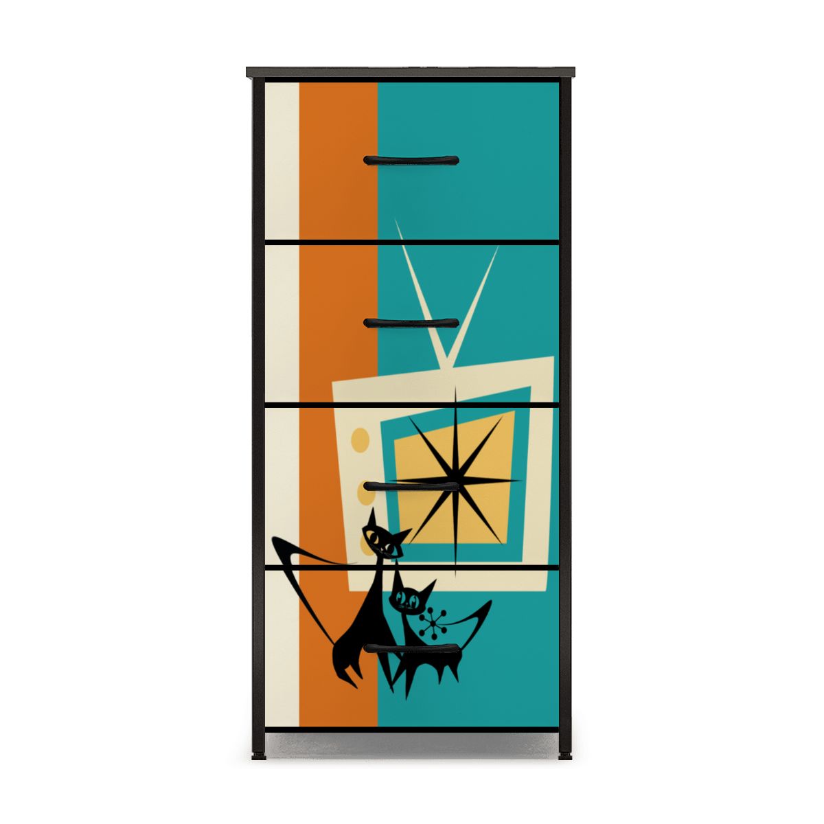 Mid Century Modern Retro TV Atomic Cat Kitschy 4-Drawer Dresser - Mid Century Modern Gal