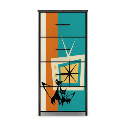 Mid Century Modern Retro TV Atomic Cat Kitschy 4-Drawer Dresser - Mid Century Modern Gal