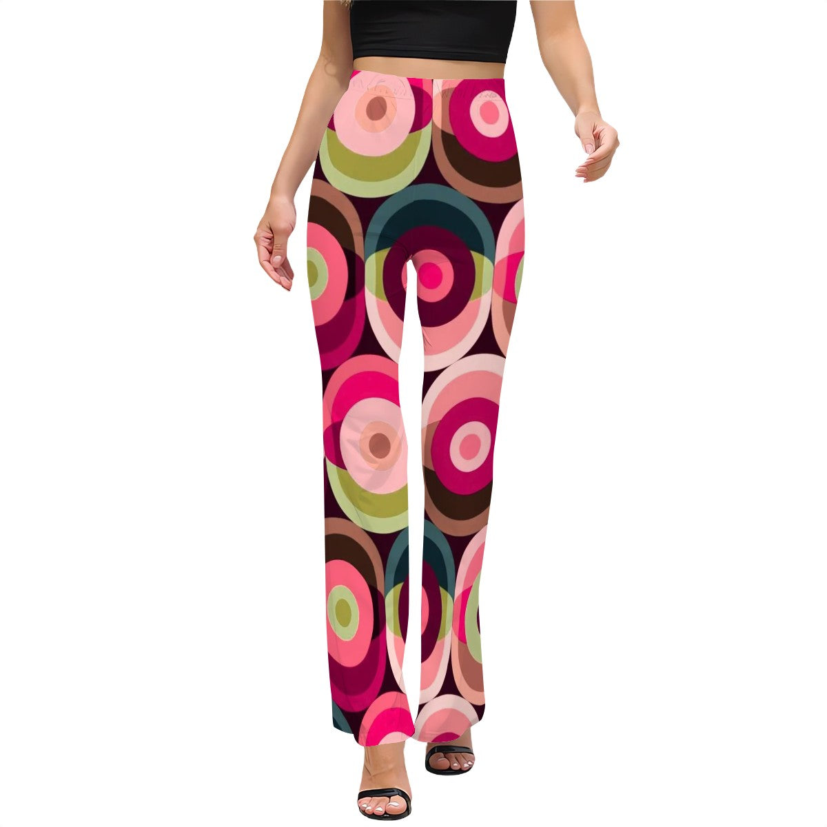 Retro Mod Groovy Orbs 60s 70s Vibe Women's Flared Pants - Mid Century Modern Gal