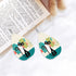Mid Mod Atomic Kittie Vegan Leather Teardrop Earrings - Mid Century Modern Gal