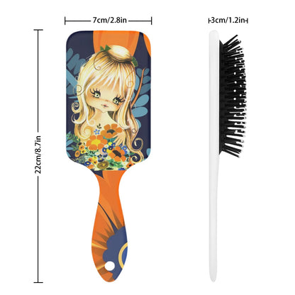 Retro 70s Big Eyed Gal, Groovy Air Cushion Hair Brush