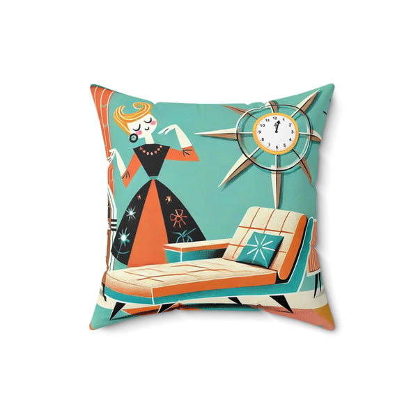 Mid Century Modern Quirky Retro Gal Vintage Retro Glam Decor Pillow with Chic Lounge Design