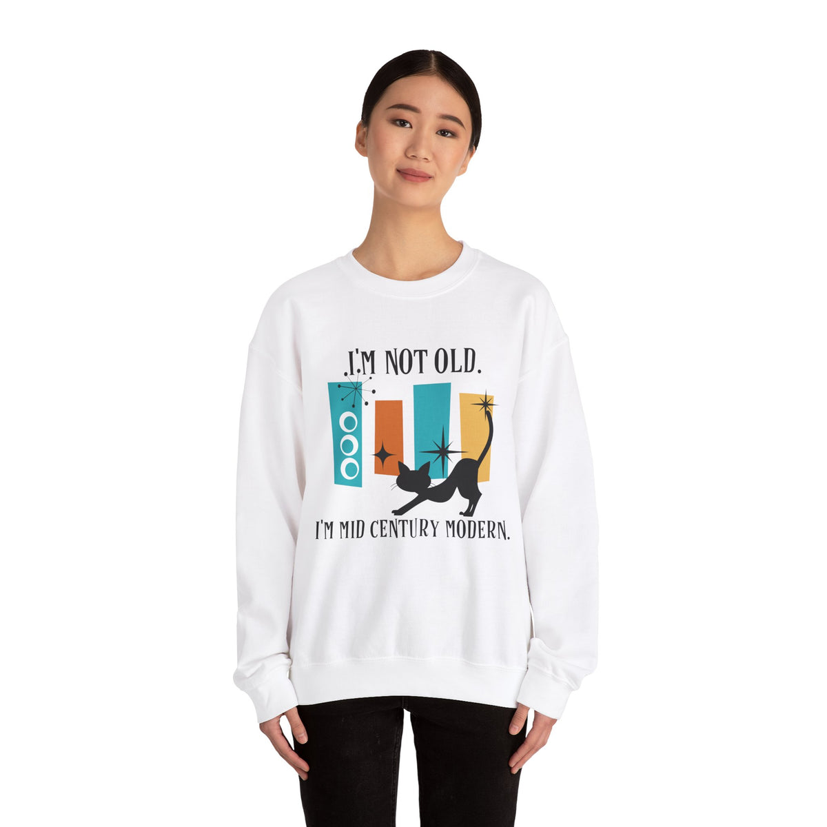 I'm Not Old, I'm Mid Century Modern, Atomic Cat, Geometric Retro Cool Original Tagline Mid Century Modern Gal Designs - Mid Century Modern Gal