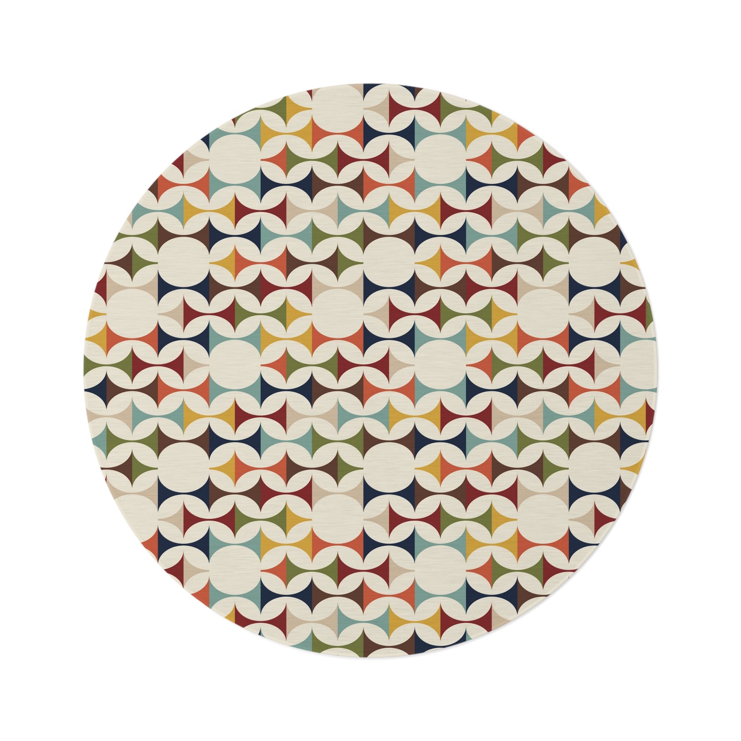 Scandinavian Mid Century Modern Geometric Round Rug - Colorful Modern Design For All Living Areas - Mid Century Modern Gal