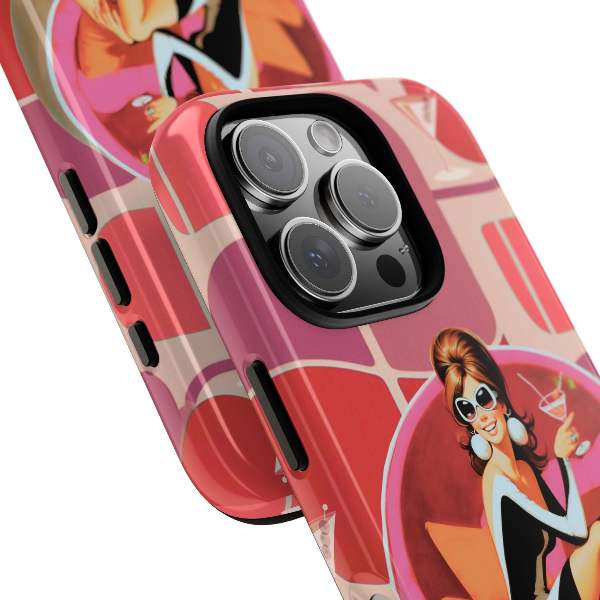 Mid Mod 60s Mod Gal, Kick Back Enjoy, Retro Chic Phone Case with Cocktail Design