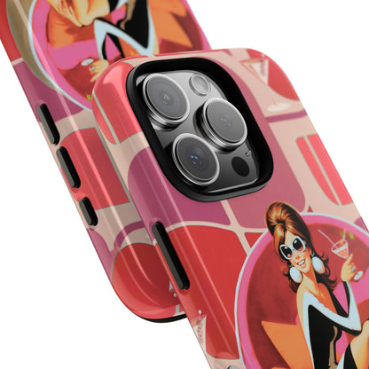 Mid Mod 60s Mod Gal, Kick Back Enjoy, Retro Chic Phone Case with Cocktail Design