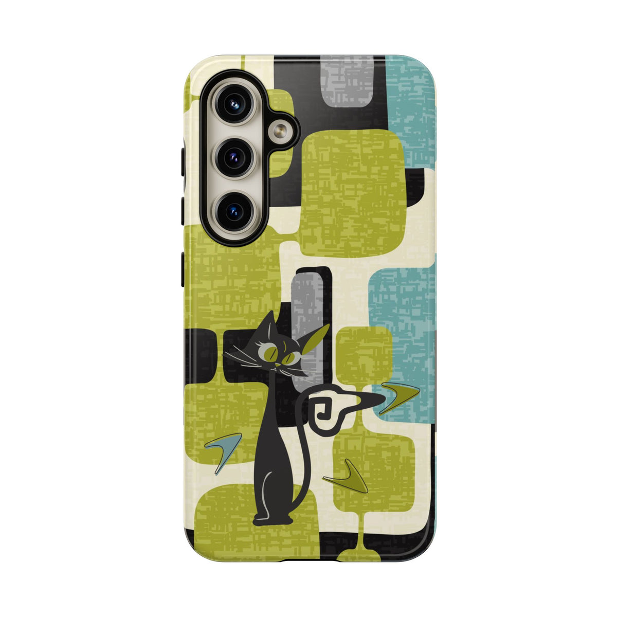 Mid Century Modern Geometric Kitschy Cat, Boomerang Retro Smart Phone Tough Cases