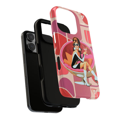 Mid Mod 60s Mod Gal, Kick Back Enjoy, Retro Chic Phone Case with Cocktail Design