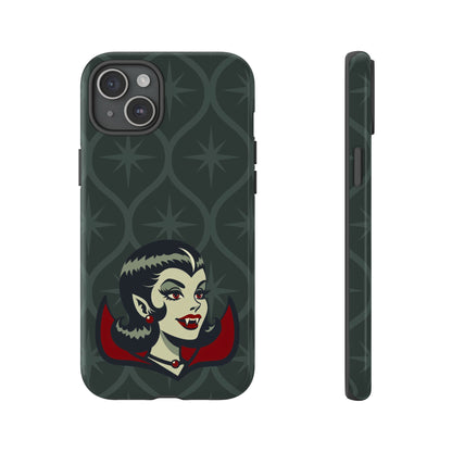 Vampire Dracula Girl Halloween Goth Horror Buff MCM Green Tough Phone Case