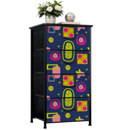 Mid Century Modern Atomic Navy Blue Bright Pink Green 4-Drawer Dresser - Mid Century Modern Gal