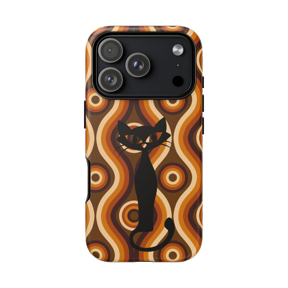Retro Phone Case, Groovy Brown, Atomic Kitsch Cat Tough Smart Phone Cases