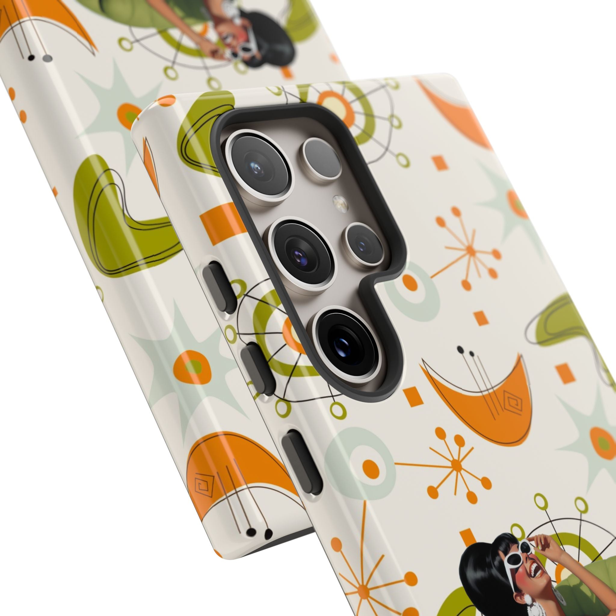 Mid Century Modern Atomic Starburst Mid Mod 60s Gal Retro Chic Tough Phone Case with Vintage Glamour Design