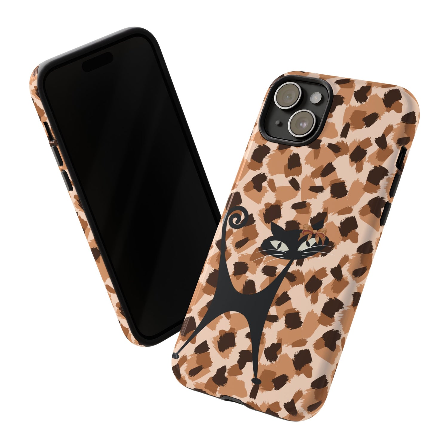 Mid Century Modern Atomic Cat, Animal Print Kitschy Trendy Smart Phone Tough Cases