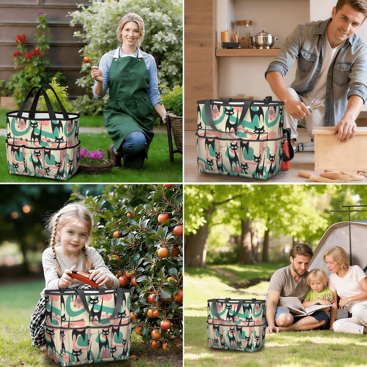 Atomic Cat Mid Century Modern Starburst Retro Kitsch Garden Tool Bag - Mid Century Modern Gal