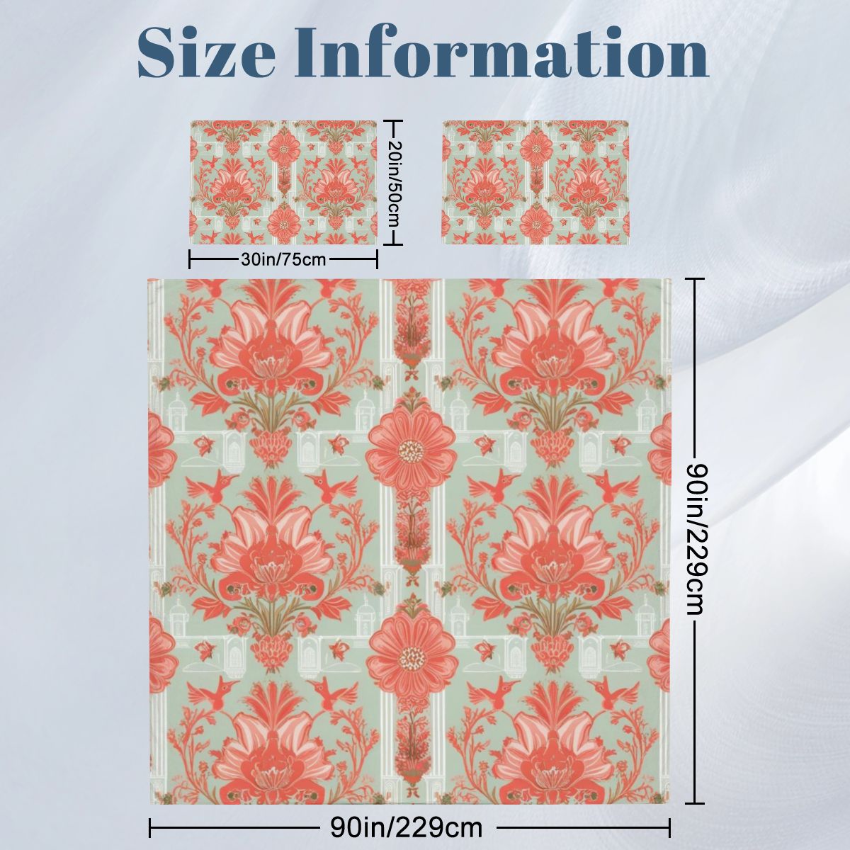 Floral Chinoiserie Elegant Modern Coral, Light Green Queen Duvet Cover Set - Mid Century Modern Gal
