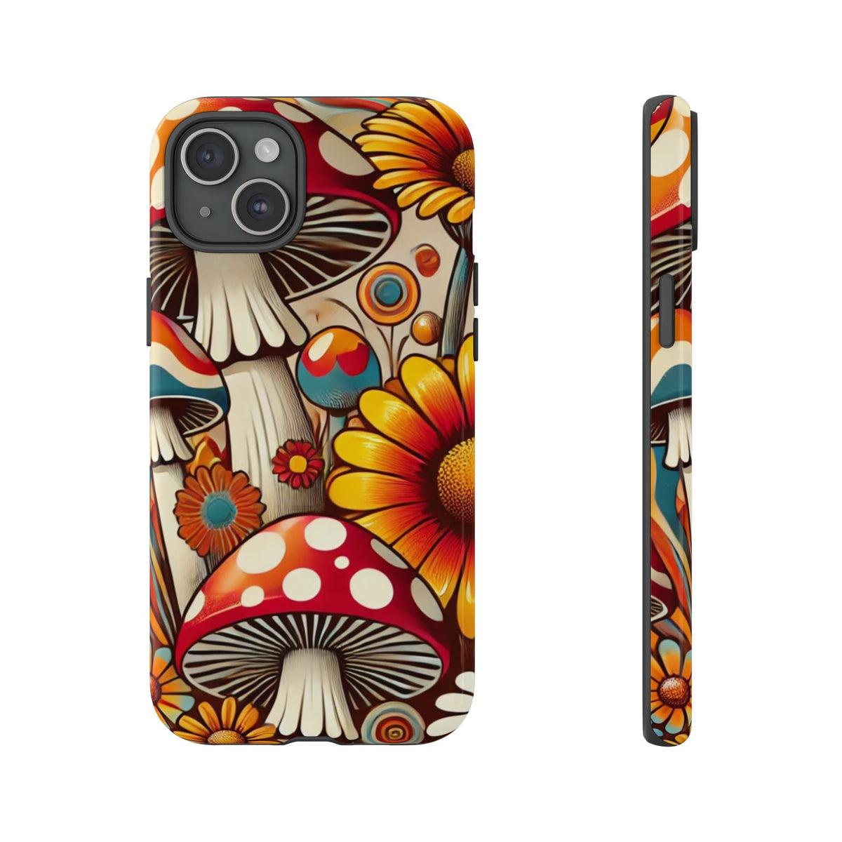 Colorful Mushroom Flower Phone Case - Boho Chic Design