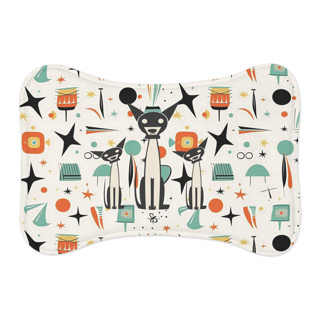 Atomic Space Dogs, Mid Century Modern Pet Feeding Mats - Mid Century Modern Gal