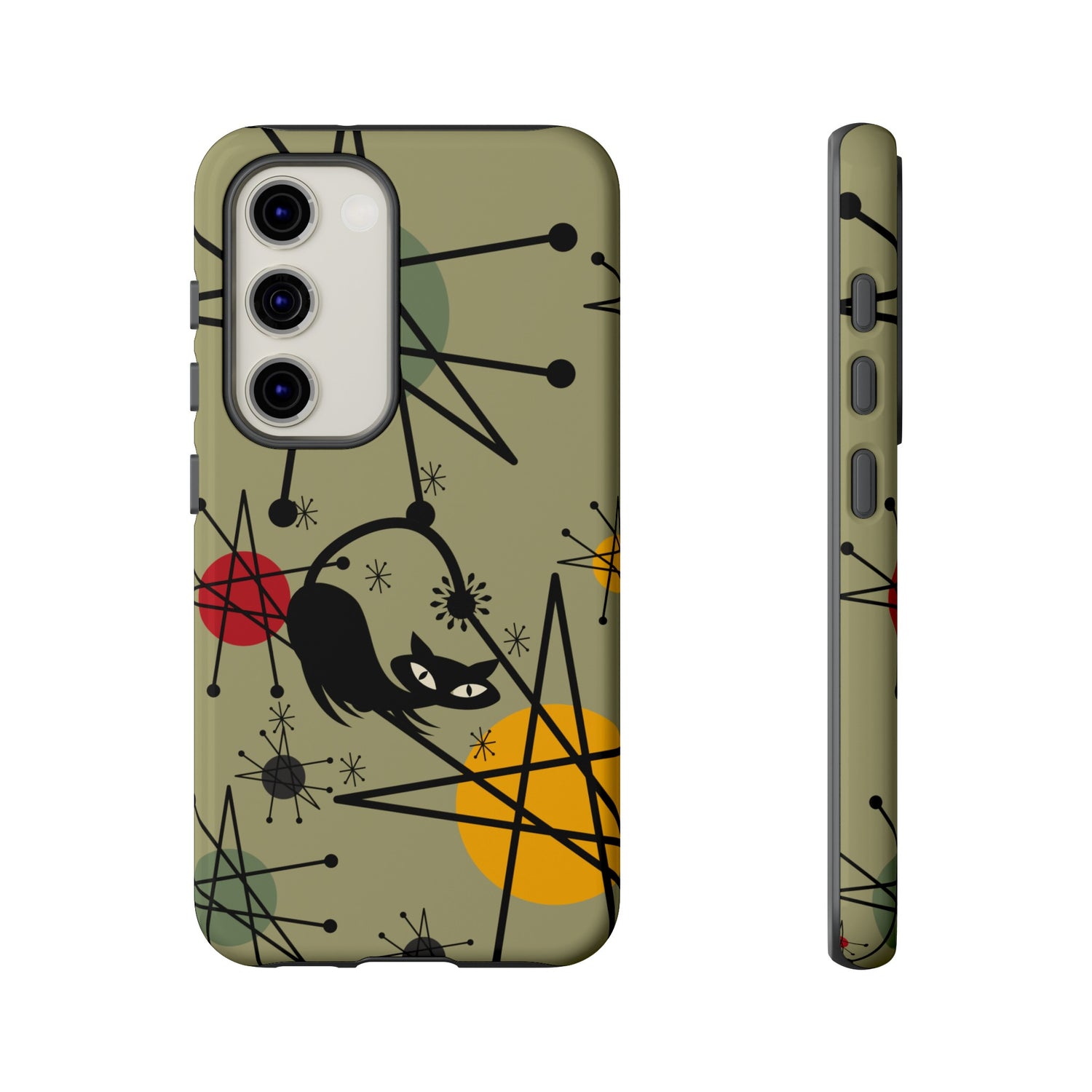 Mid Century Modern Atomic Cat, Retro Chic Groovy Mod Samsung, Smart Phone Tough Cases